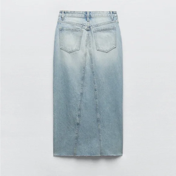 ZARA TRF LONG DENIM SKIRT - Picture 2 of 2
